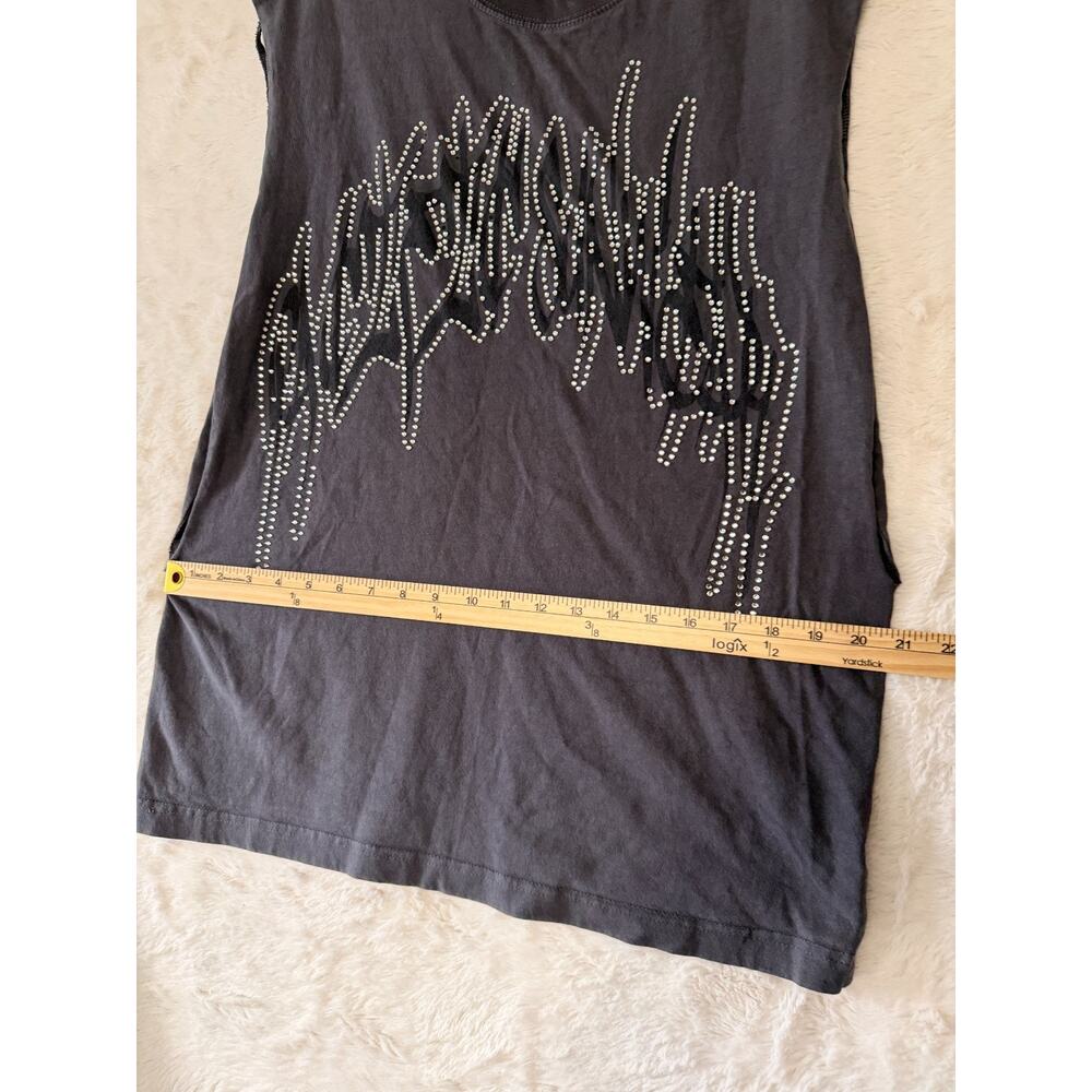 PacSun Graphic Art Program Men's M Gray T-Shirt Studded Rhinestone Muscle Shirt - Picture 8 of 11